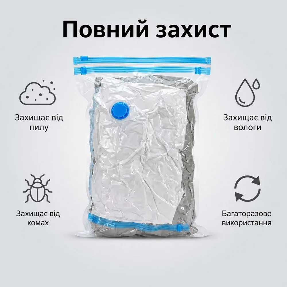 Вакуумний пакет захищає речі від пилу та вологи